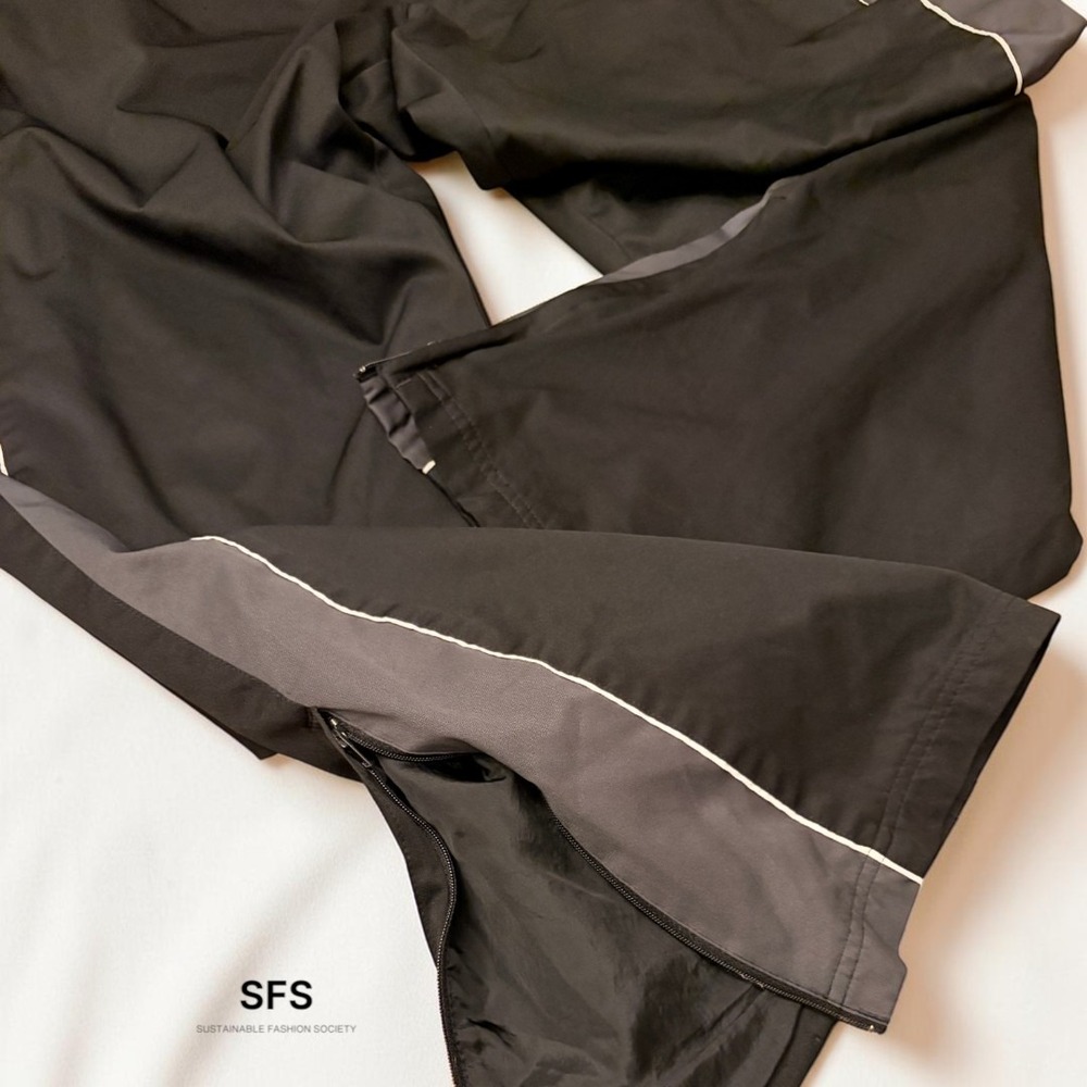 🦇 Y2K Reebok Black Slate Gray Mesh Lined Ankle Zip Track Pants Mens Large - Picture 6 of 8